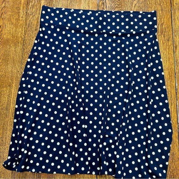 Ann Taylor navy and tan polka dot skirt. Size PM - Picture 1 of 5